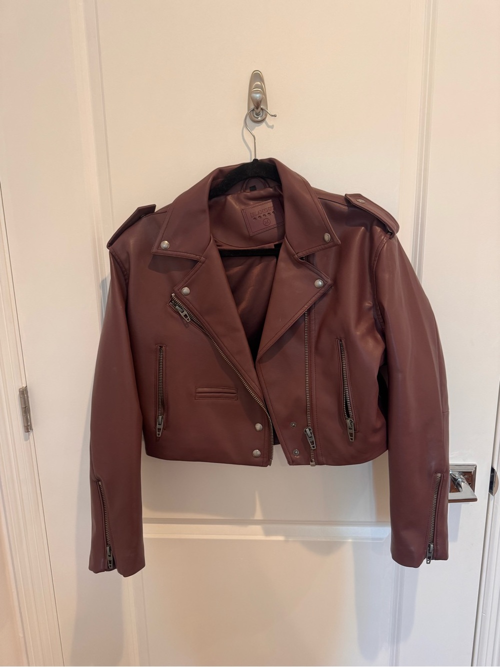 BLANKNYC Faux Leather Crop Moto Jacket